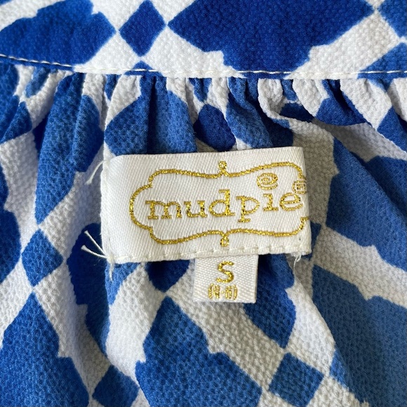 •Mudpie• Cobalt/White Patterned Sleeveless Blouse - Size Small - Picture 2 of 10